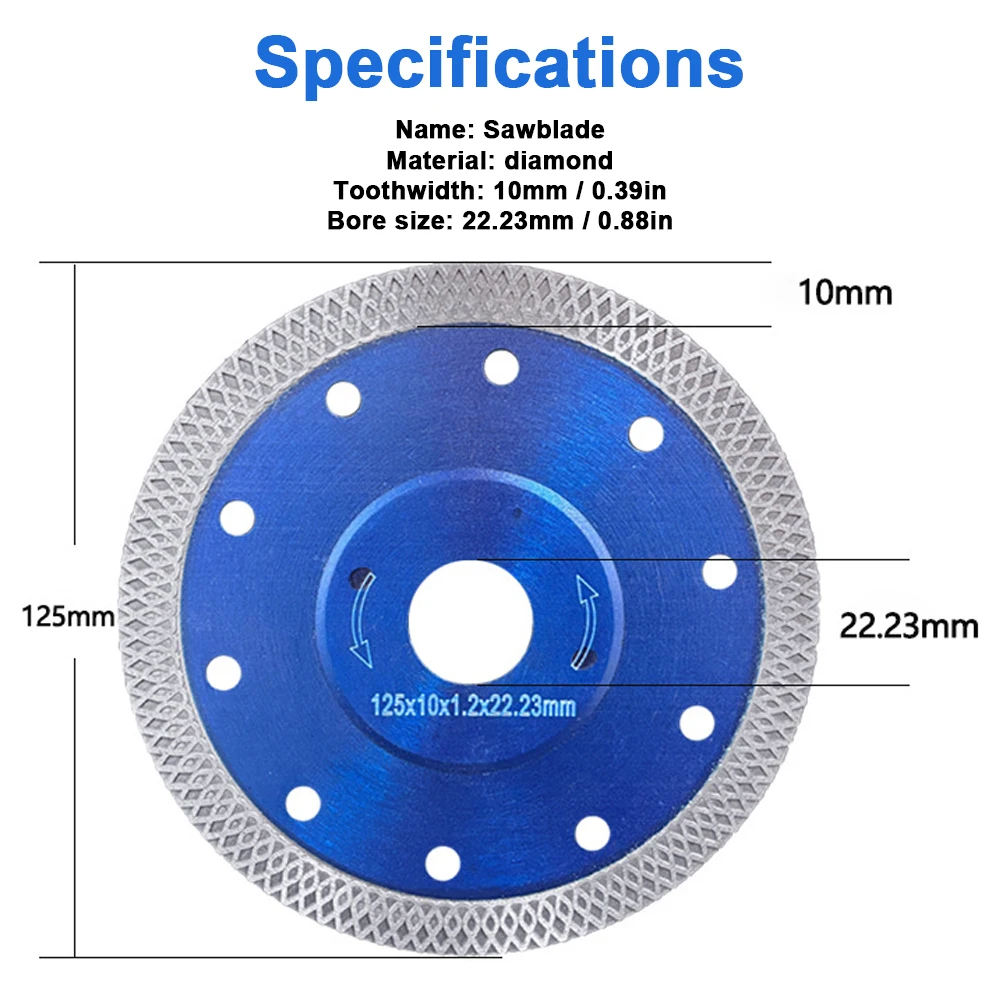125mm Diamond Sawblade with Mesh Texture Design Ceramic Marble Cutting Disc for Marble Cutting Tool Angle Grinding Machine