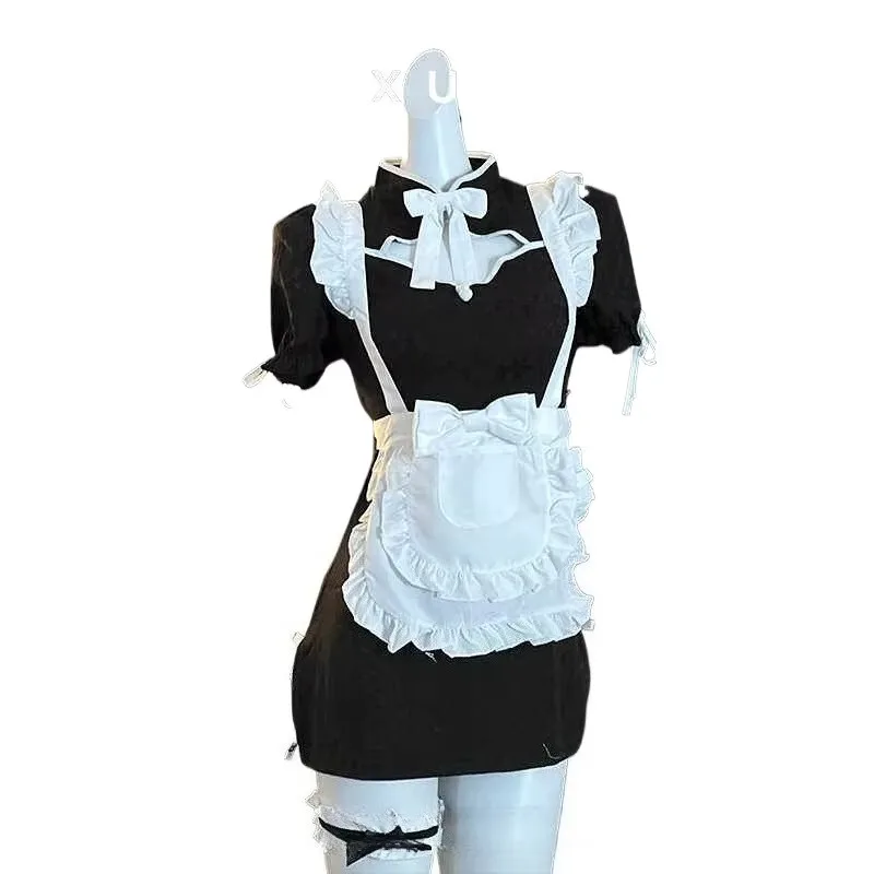 Chinese Classical Cheongsam Dress Women Halloween Maid Cosplay Costumes Japanese Sweet Lolita Cat Anime Hollow Maid Outfit