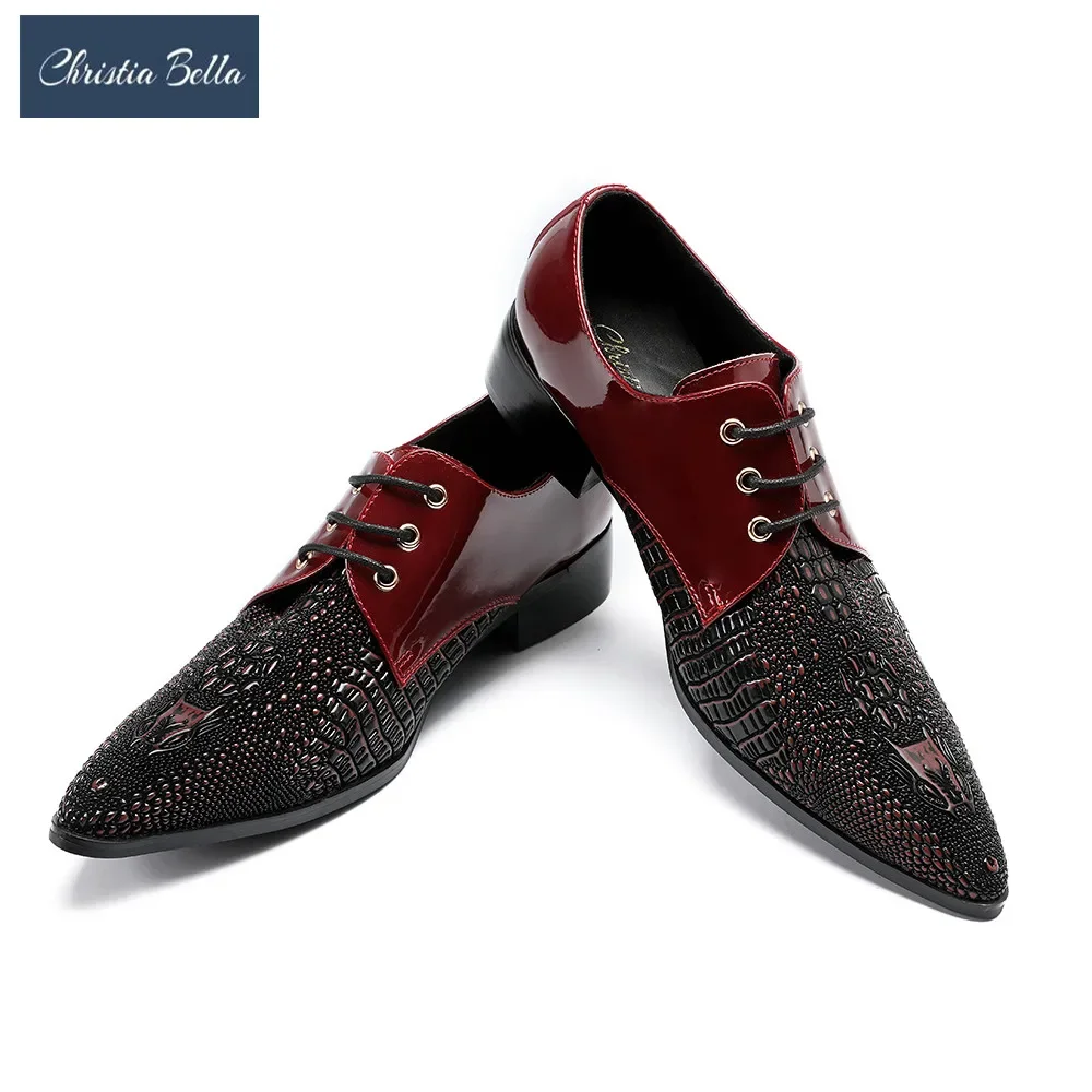 Fashion Crocodile Pattern Men Party Dress Shoes Social Business Style Formal Party Shoes Real Leather Men Big Size Oxford Shoes