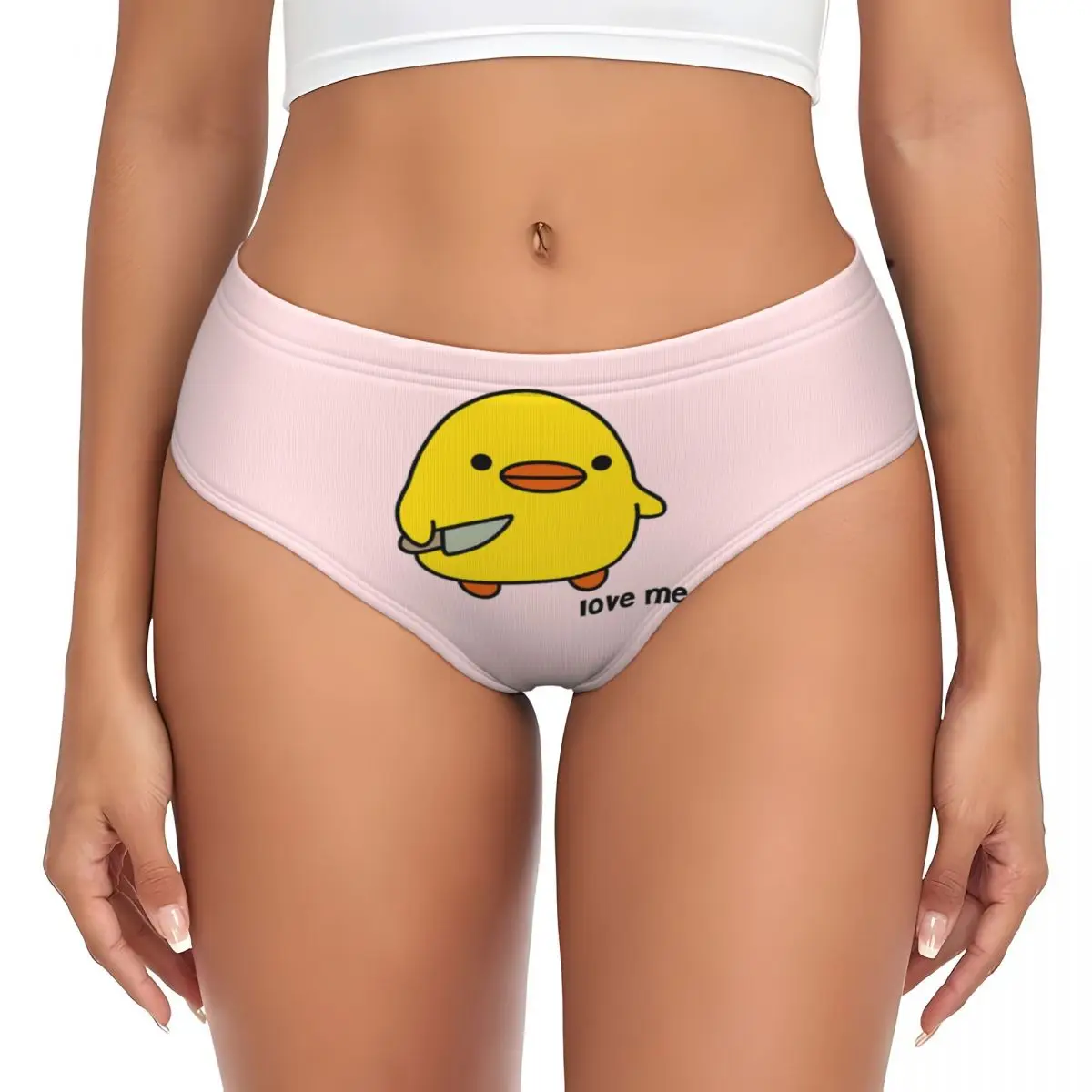Duck With Knife - Love Me Version Kawaii Duck Knife Duck Panties Briefs Women's Briefs Underwear Breathable Female Underpants