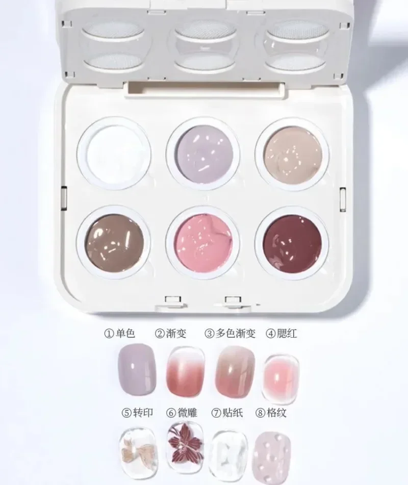 6 Farben Cushion Gradient Painting Gel Pink Ombre Nail Patting Gel UV/LED Blush Blooming Aura Maniküre Gel Nagellack Werkzeuge – Detail 11