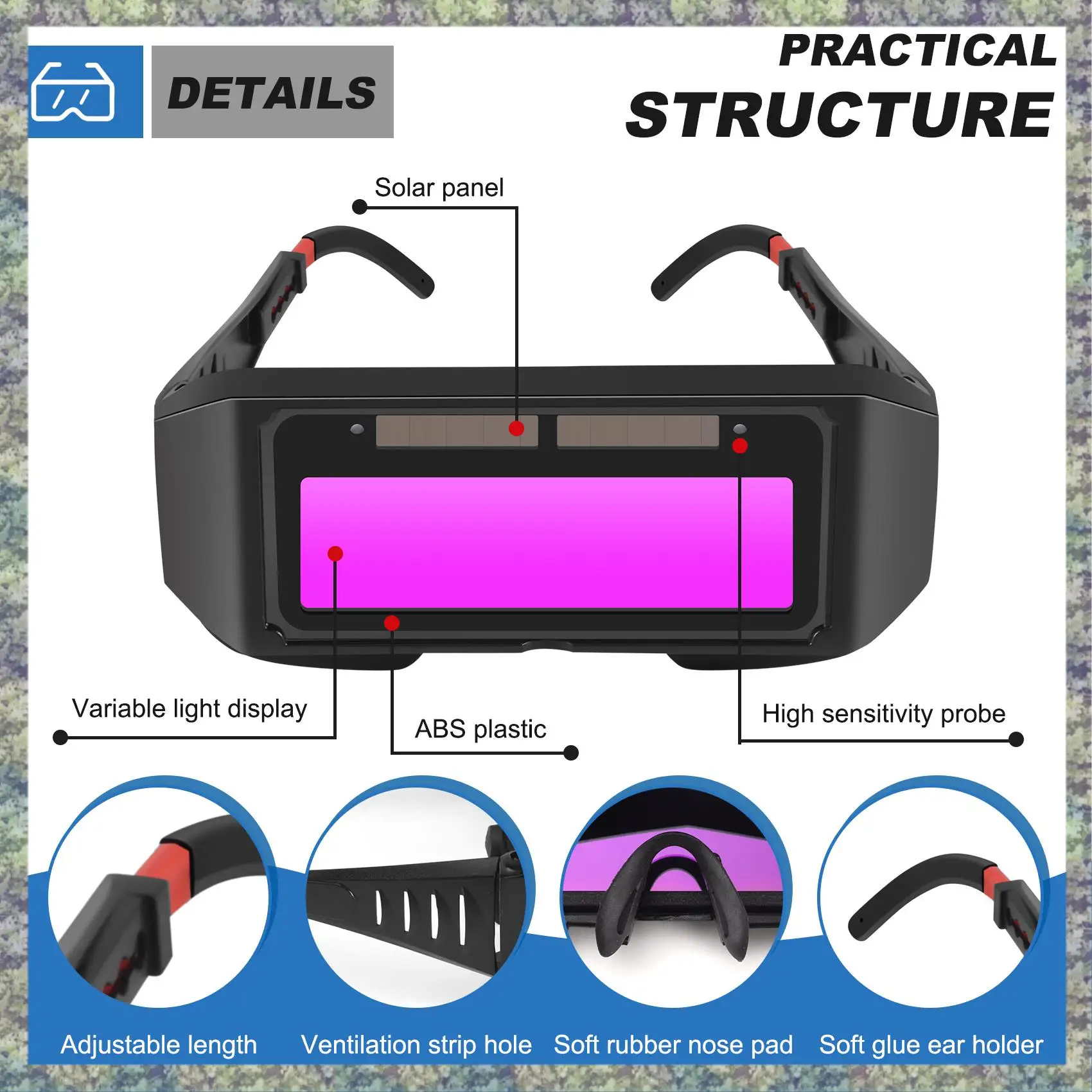 WON Automatic Photoelectric Welding Glasses Solar Powered Auto Darkening Welding Mask Helmet Eye Goggle Welding Glass