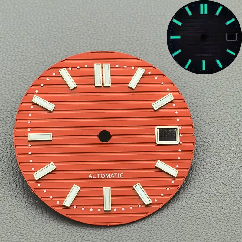 

Dia 30.5mm Watch Dial Green Luminous Dial Fits NH35 NH36 NH38 4R35 4R36 7S26 6R Movement Nautilus Watch Case Faces Refit Parts