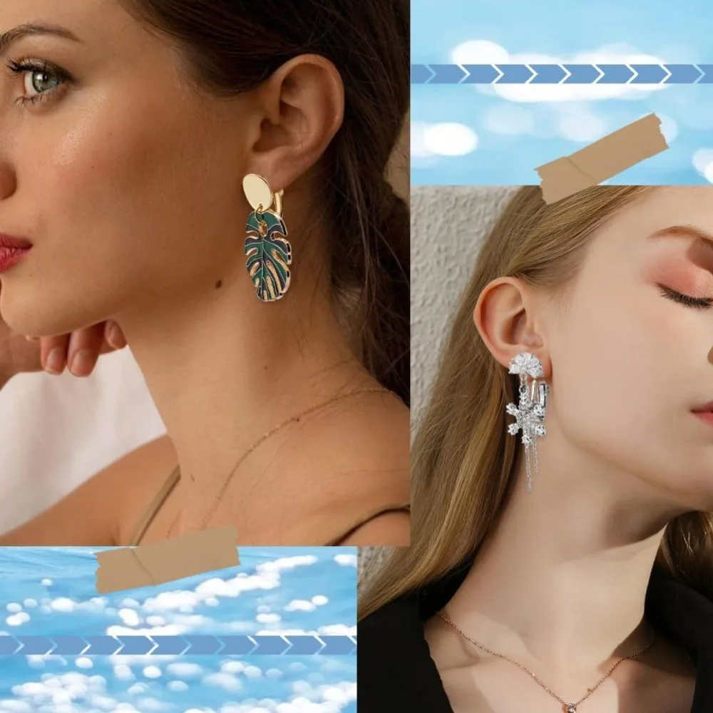 Clip per orecchini in acciaio inossidabile da 20 pezzi Clip in oro su convertitori per orecchini Argento con 20 cuscinetti per orecchini in silicone Kit ad anello aperto