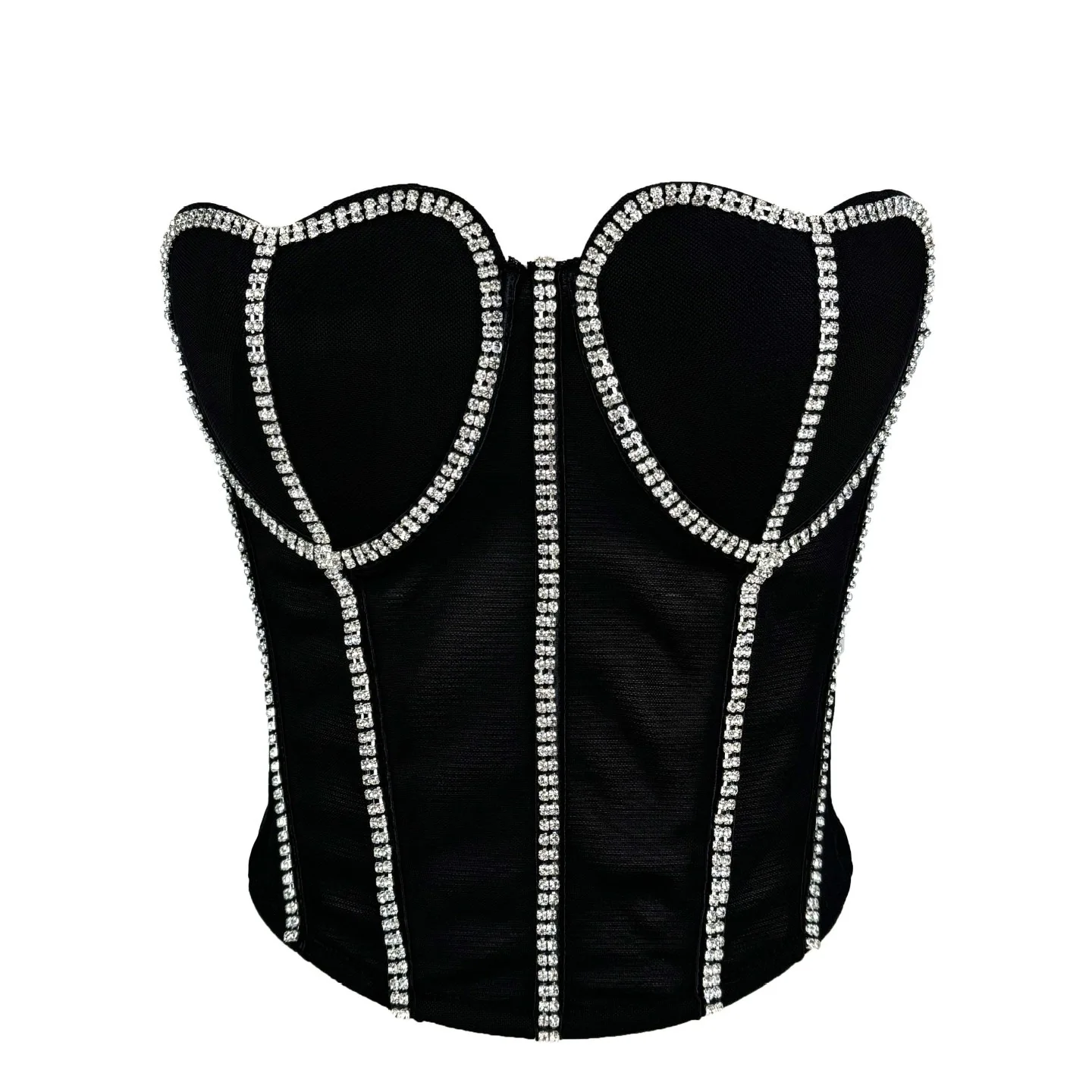 Flashing Drill Fishbone Top Corset Camisole Elegant Women Bra Sexy Underwear Vest Fashion Rave Bustier Club Party Stage Costumes