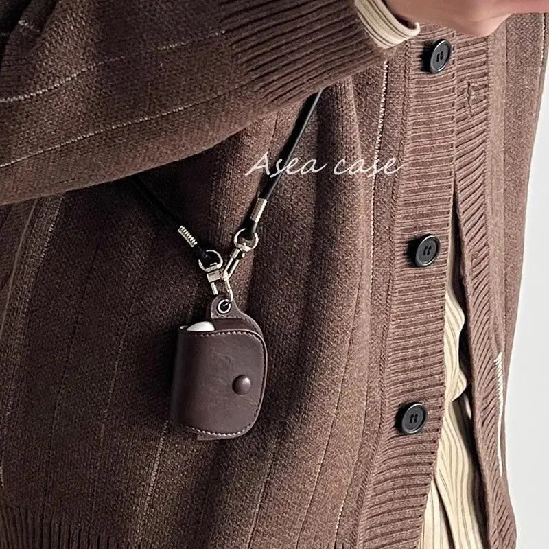 Étui Airpods en cuir PU, housse rétro vintage pour AirPods pro 2