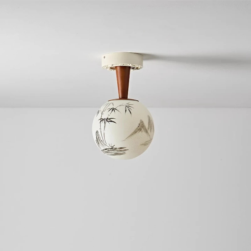 French Medieval Style Bedroom Bedside Rotundity Ceiling Light Living Room Entrance Hall Corridor Balcony Solid Wood Ceiling Lamp