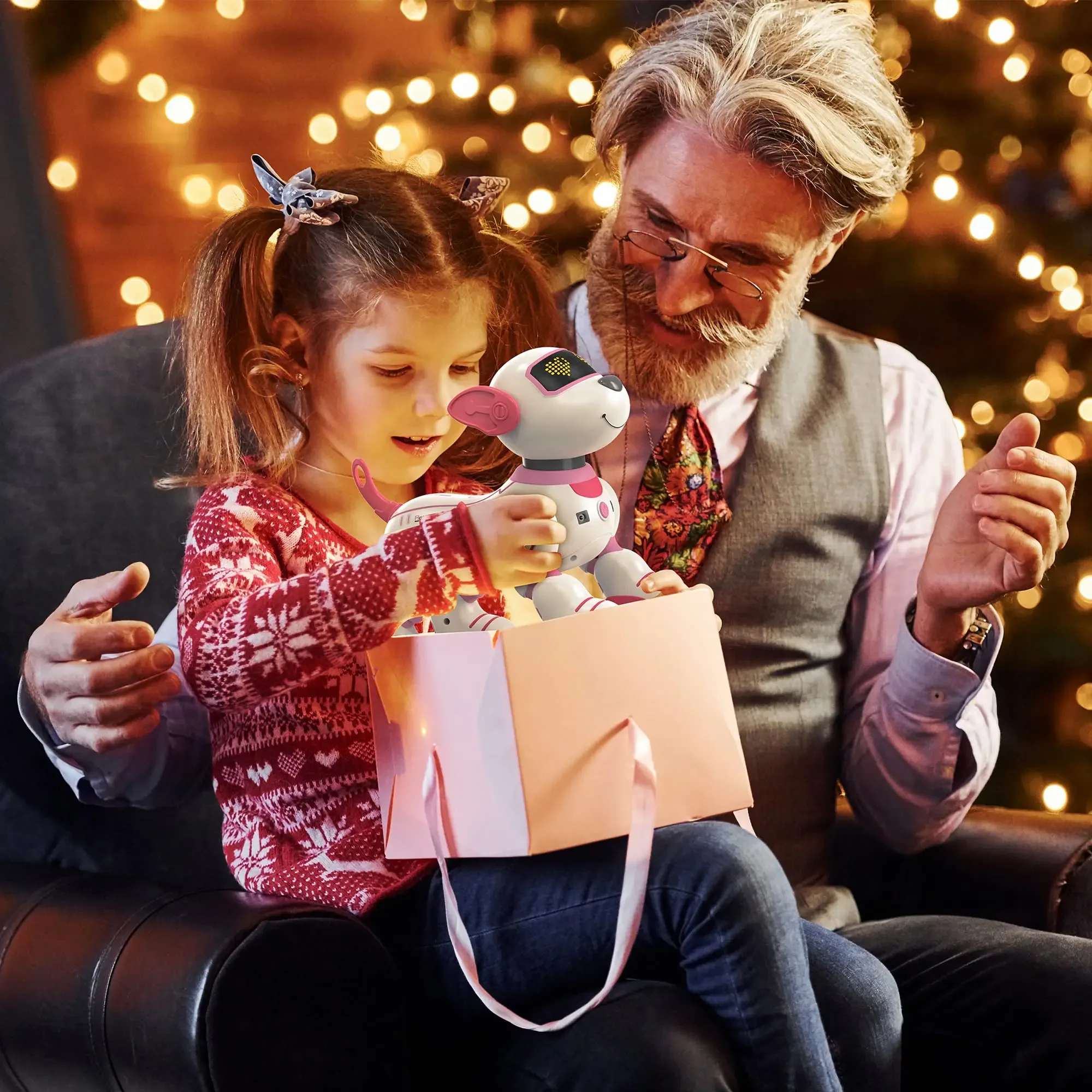 Mignon Ai Robot électronique chien cascadeur commande vocale Programmable sens tactile chanson de musique Robot chien jouets pour cadeau pour enfants