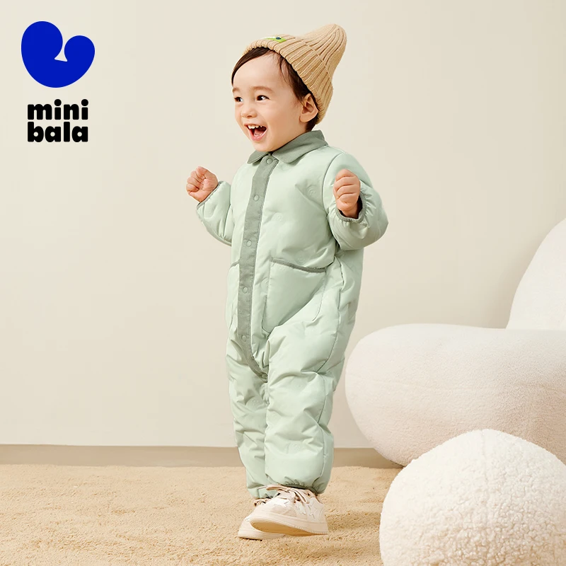 Mini Bala Down Jumpsuit for Boys and Girls Babies Lapel 2024 Autumn and Winter New