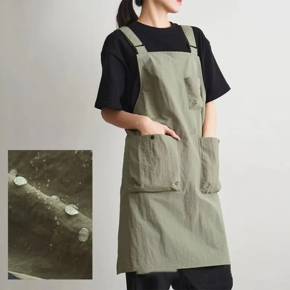

Waterproof Cooking Apron Stain-proof Split Leg Design Cleaning Aprons Simple Breathable Catering Work Clothes Kitchen