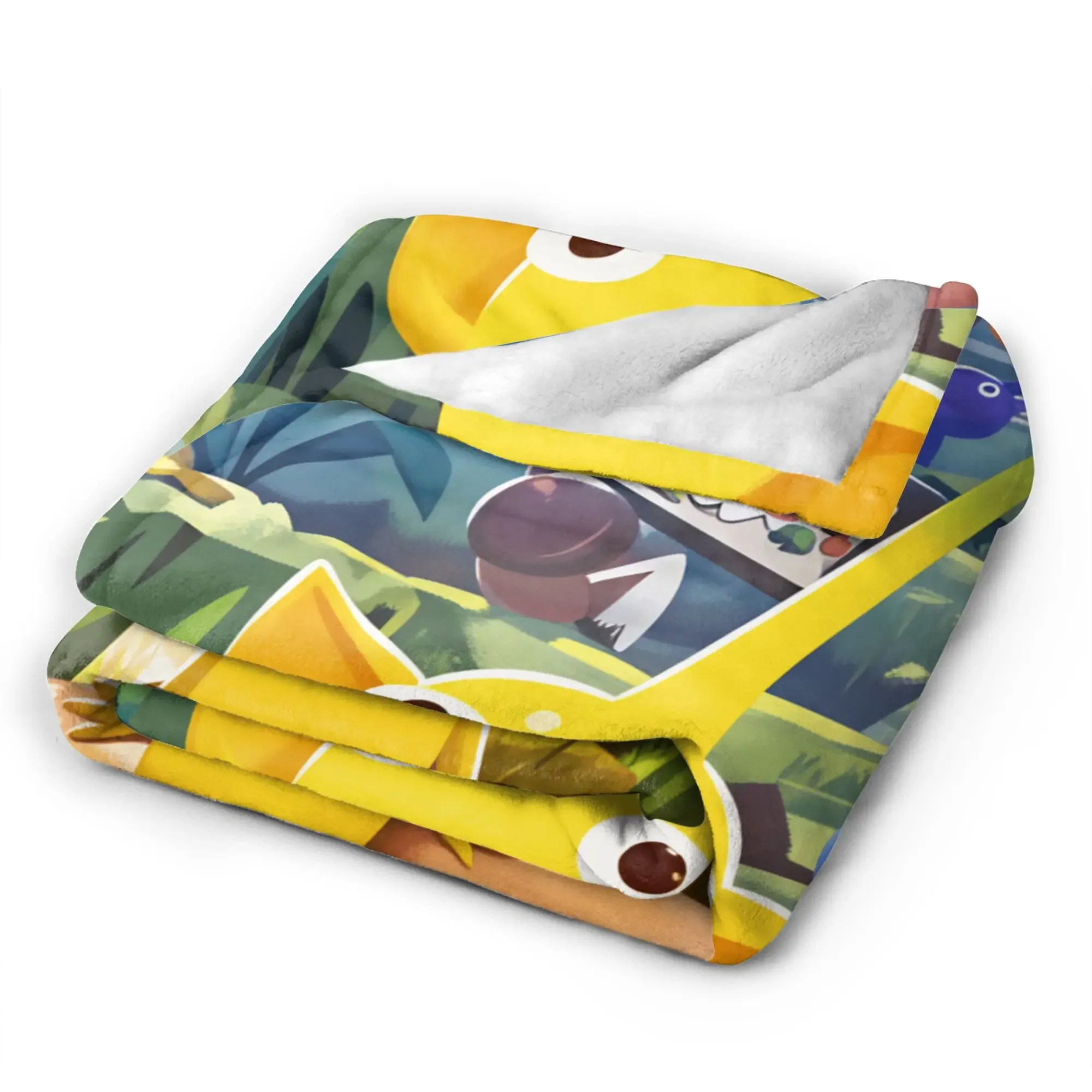 Customization Warm Blanket Children Camping Yellow Pikmin Bedding Throws Flannel Bedspread For Couch Bed Print Sofa Bed Cover