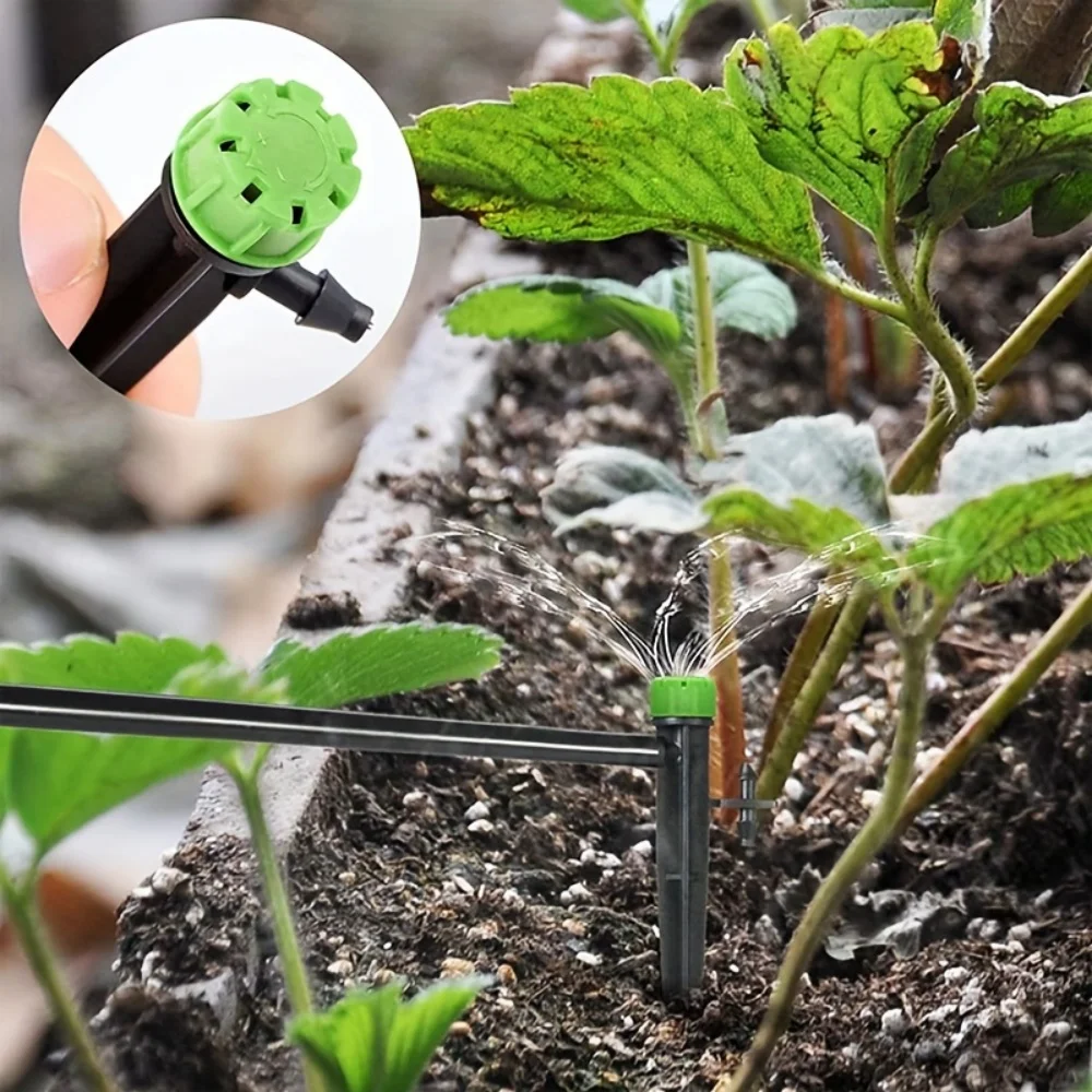 10pcs Drip Emitters Perfect For Tube PE Pipe Adjustable 360 Degree Water Flow Irrigation Drippers On Stake For Flower Bed