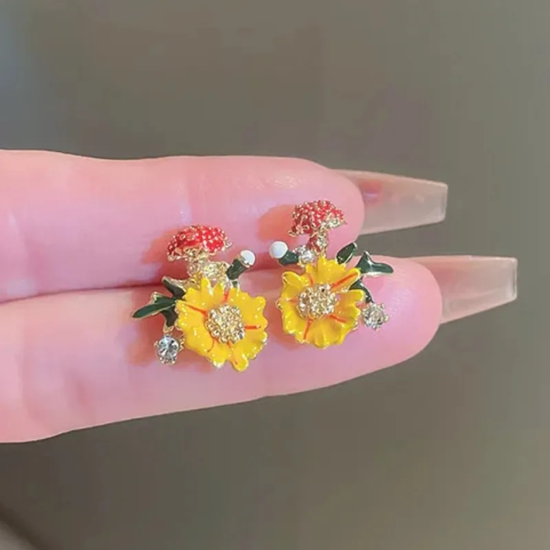 Süße gelbe Gänseblümchen Blume Ohr stecker für Frauen Mode romantische Mädchen Accessoires täglich