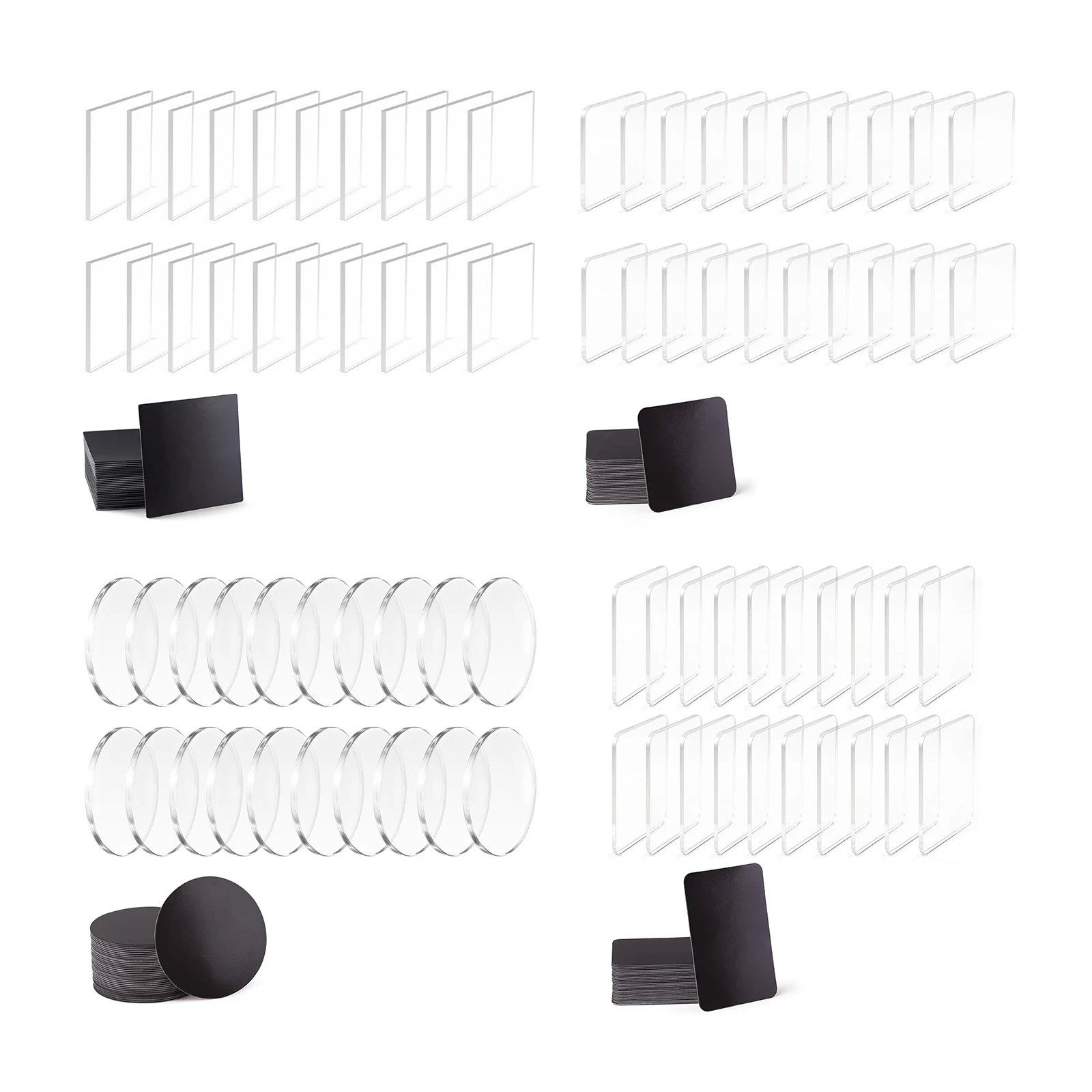 DIY Acrylic Fridge Magnet Kit 20 Pack Clear Rectangle with Self-Adhesive Backing Soft Magnetic Sheet Craft Set