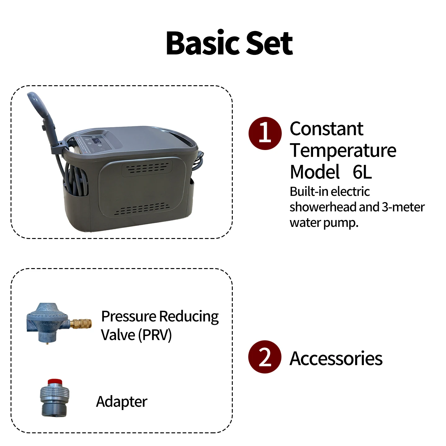 Por 6 L All-in-One Heater Camping Shower Kit Water Pump & Reusable for Outdoor & Emergency Use