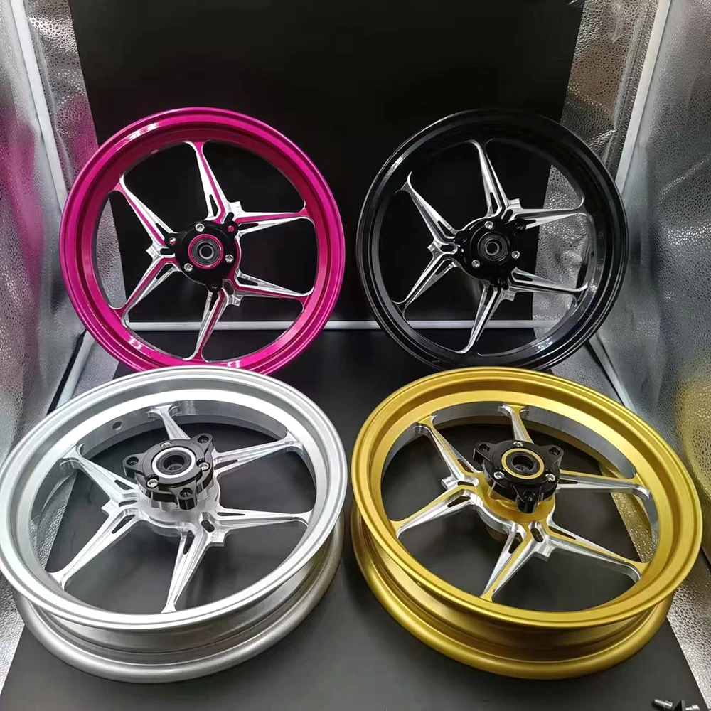 10 بوصة مزورة سبائك الألومنيوم محور عجلات الحافة الأمامية للسكوتر RSZ JOG FORCE Niu UQI U1 U + M + العجلات الأمامية العالمي تعديل