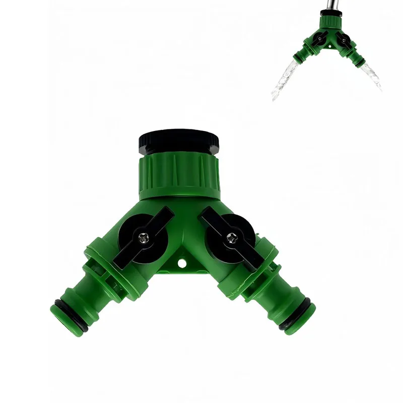 Dual Outlet Garden Water Y Valve Suitable for Two-Way Diverter Adapter 2-Way Faucet Divider With Shut-Off, 3/4