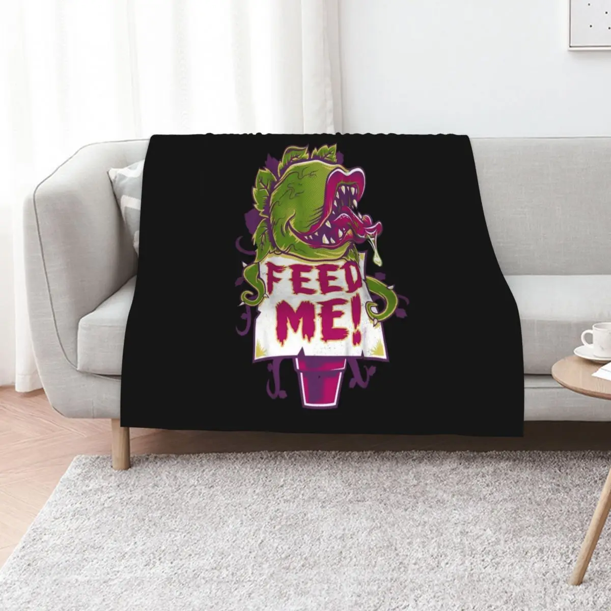 Feed Me - Creepy Cute Audrey Plant - Vintage Spooky Horror Musical Throw Blanket Multi-Purpose Weighted Loose Blankets