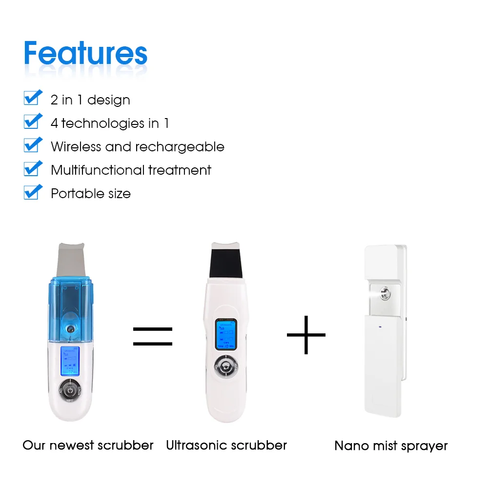 Nieuwe Collectie Depurador De Piel Peeling Gezicht Hoofdspuit Ultrasone Spatel Machine Dode Huid Verwijderen Huid Scrubber