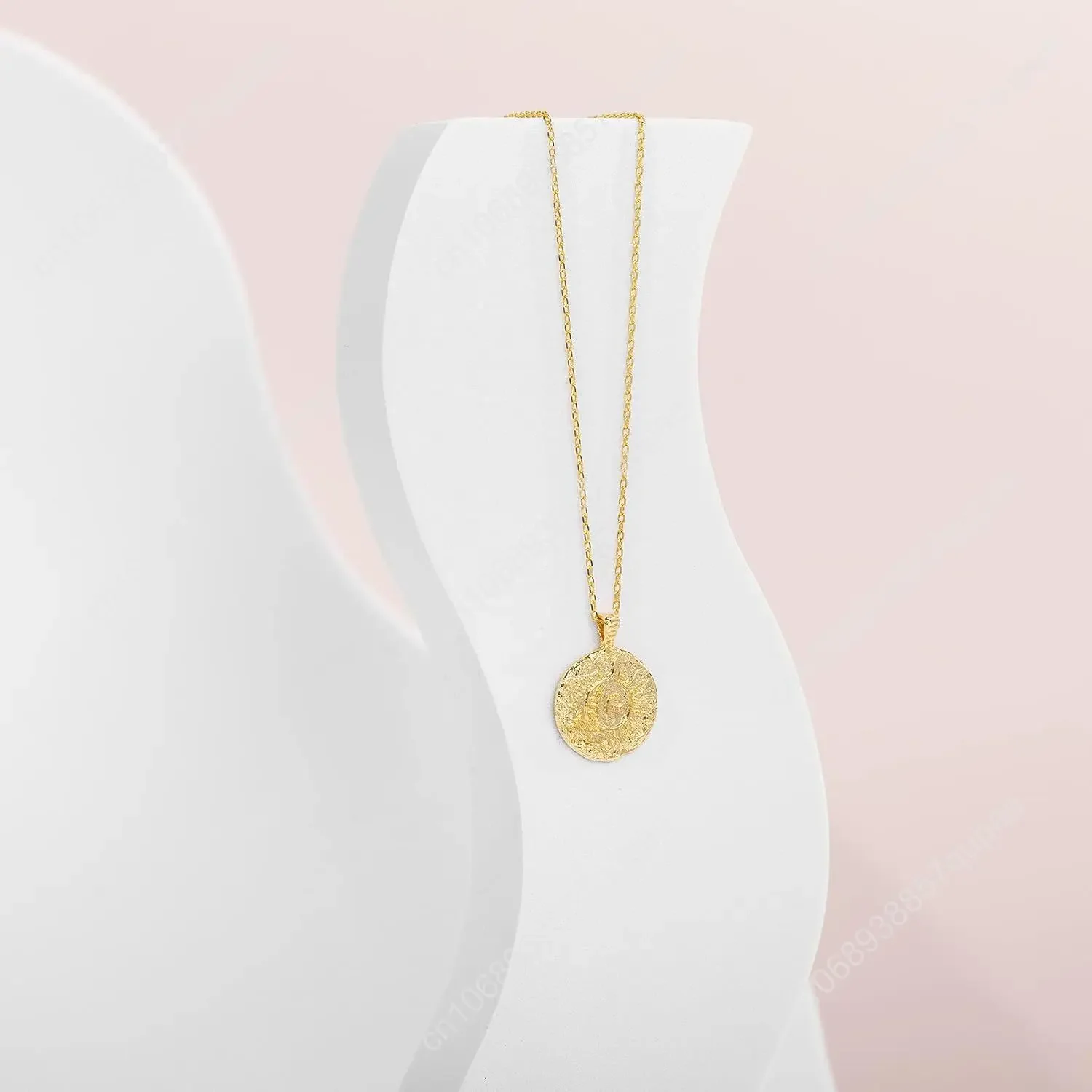 14K Gold Plated Engraved Coin Pendant Necklaces for Women | Byzantine Coin Pendants | Bohemian Necklace