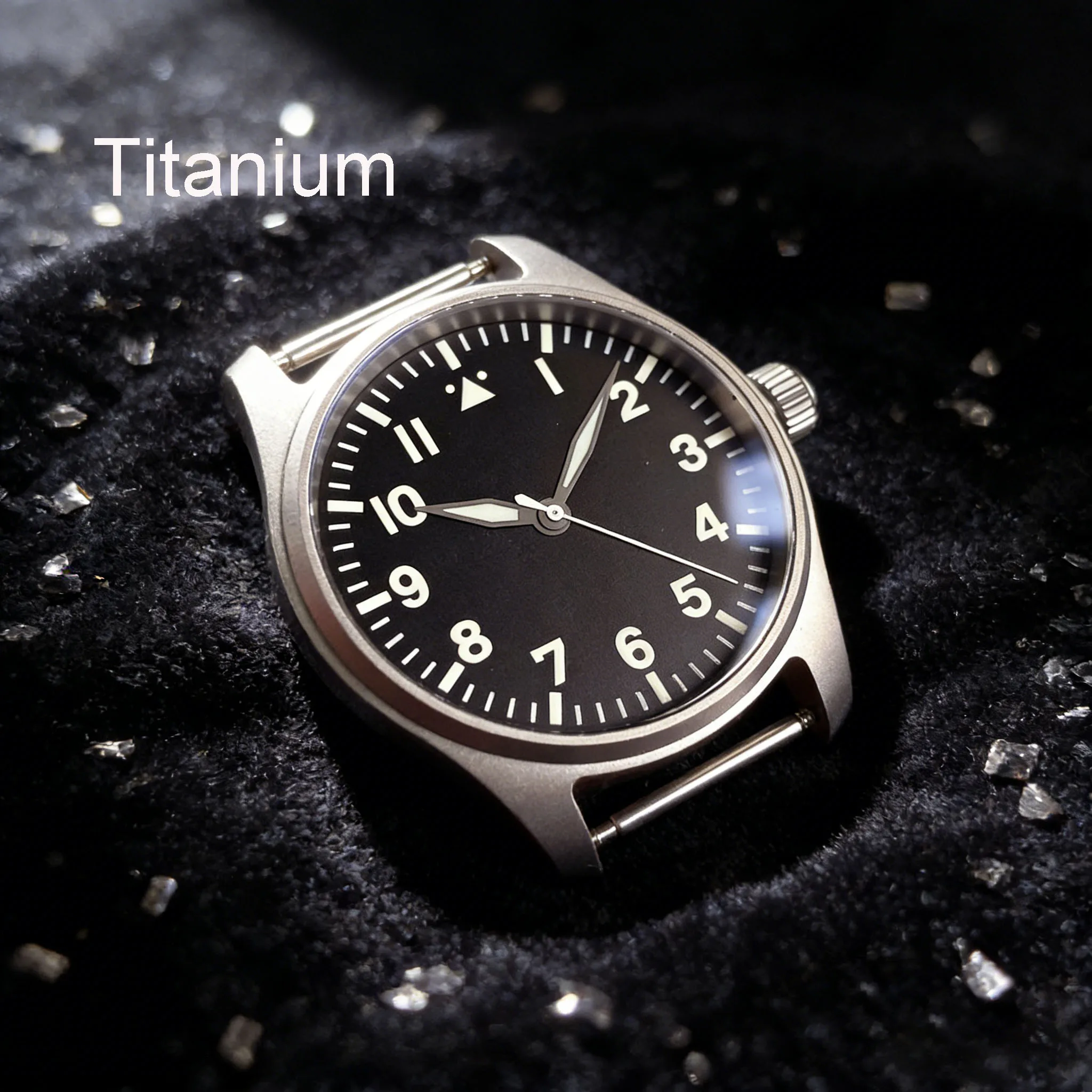 

39mm Pilot Titanium Watch Case/Hands 20ATM Sapphire Glass 33.5mm Sunburst Dial Luminous Fit NH35 ETA2824 Miyota 8215 Movement