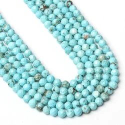 Natural Stone Faceted Turquoise Small Loose Beads For Jewelry Making DIY Bracelet Pendant Necklace Material Wholesale 2/3/4mm