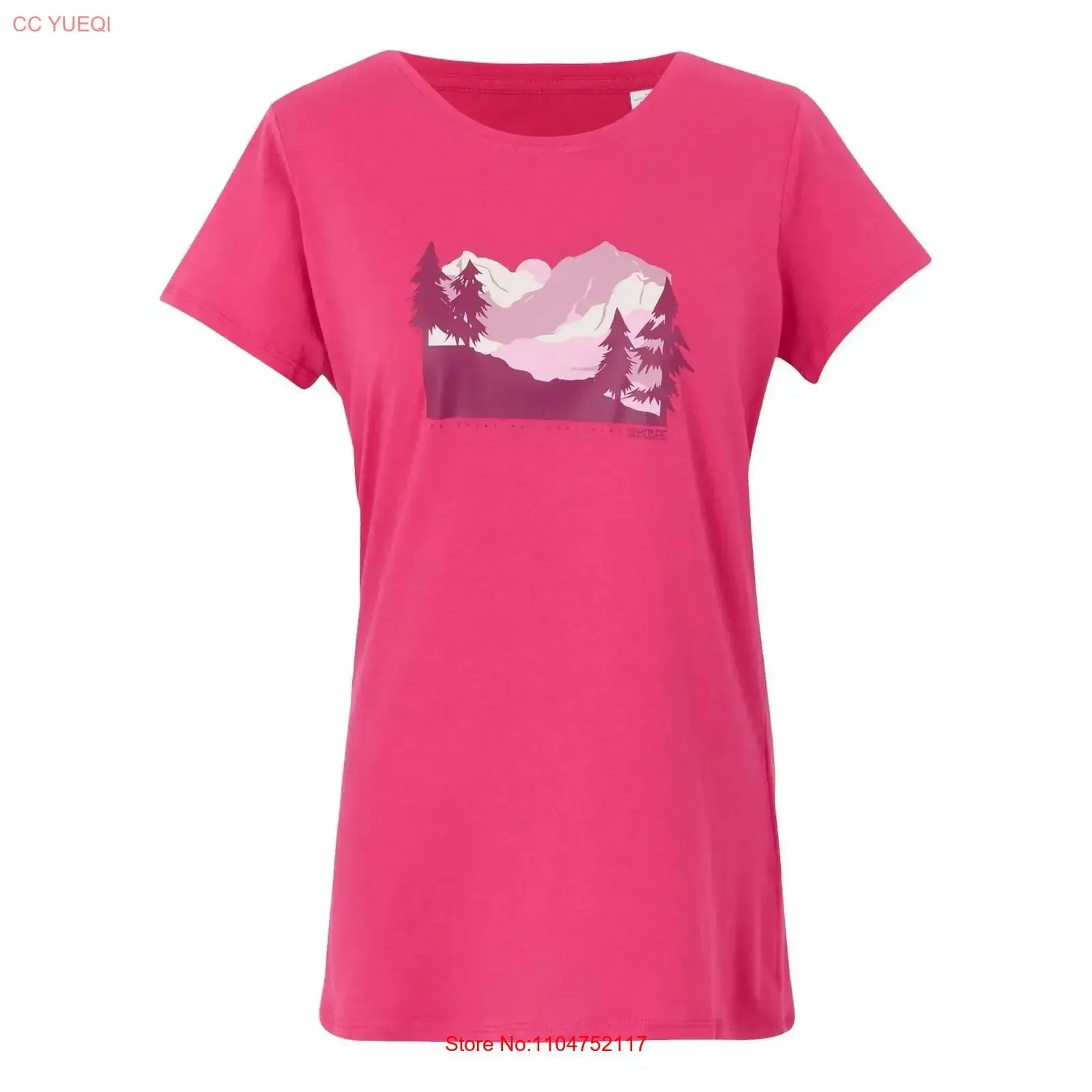 Camiseta Regatta Breezed V Pine Tree para mujer RG11648, estilo vintage, lavada, con gráfico, ligeramente holgada, para uso diario, transpirable