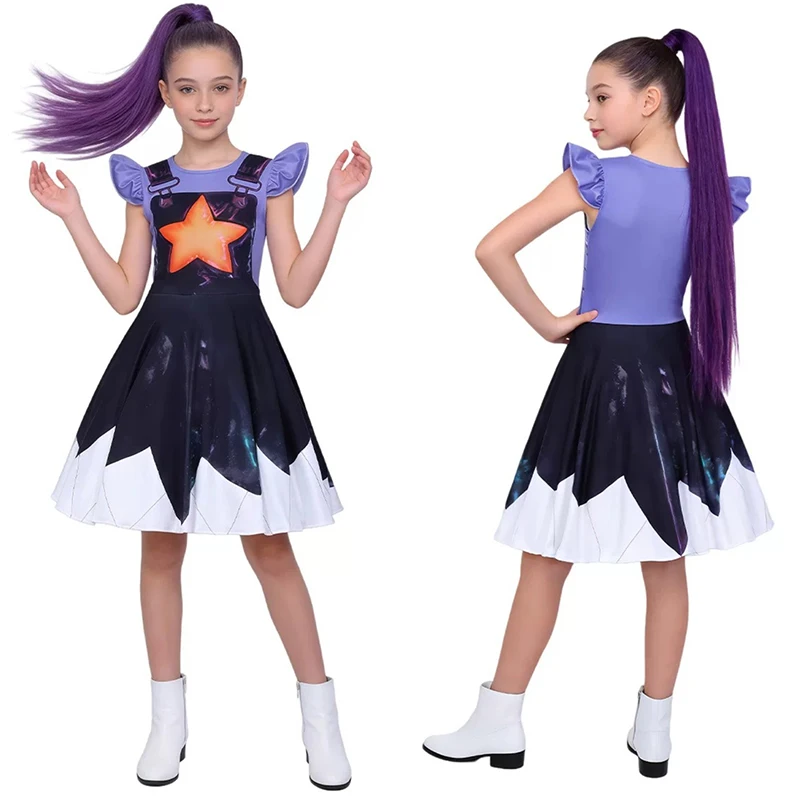 

2026 New Kids Horror Game Play Time Lily Cosplay Costume Girl Dress Up Print Dress Set Children's Clothes Halloween Clothing