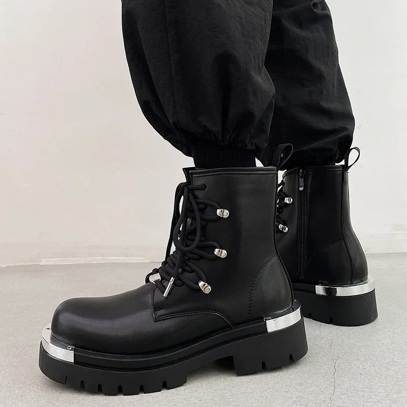 Preto clássico masculino vestido botas dedo do pé apontado rendas botas de tornozelo de couro masculino confortável macio botas chelsea plus size 38-46