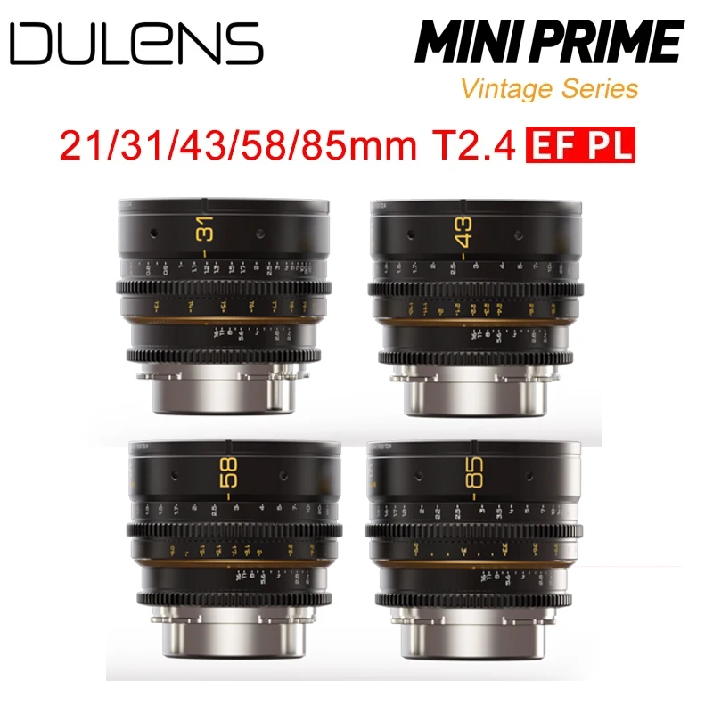 Dulens APO Mini Prime 31mm 43mm 58mm 85mm T2.4 Full Frame Cine Lens Apochromatic For ARRI PL Mount Canon EF Vintage Series