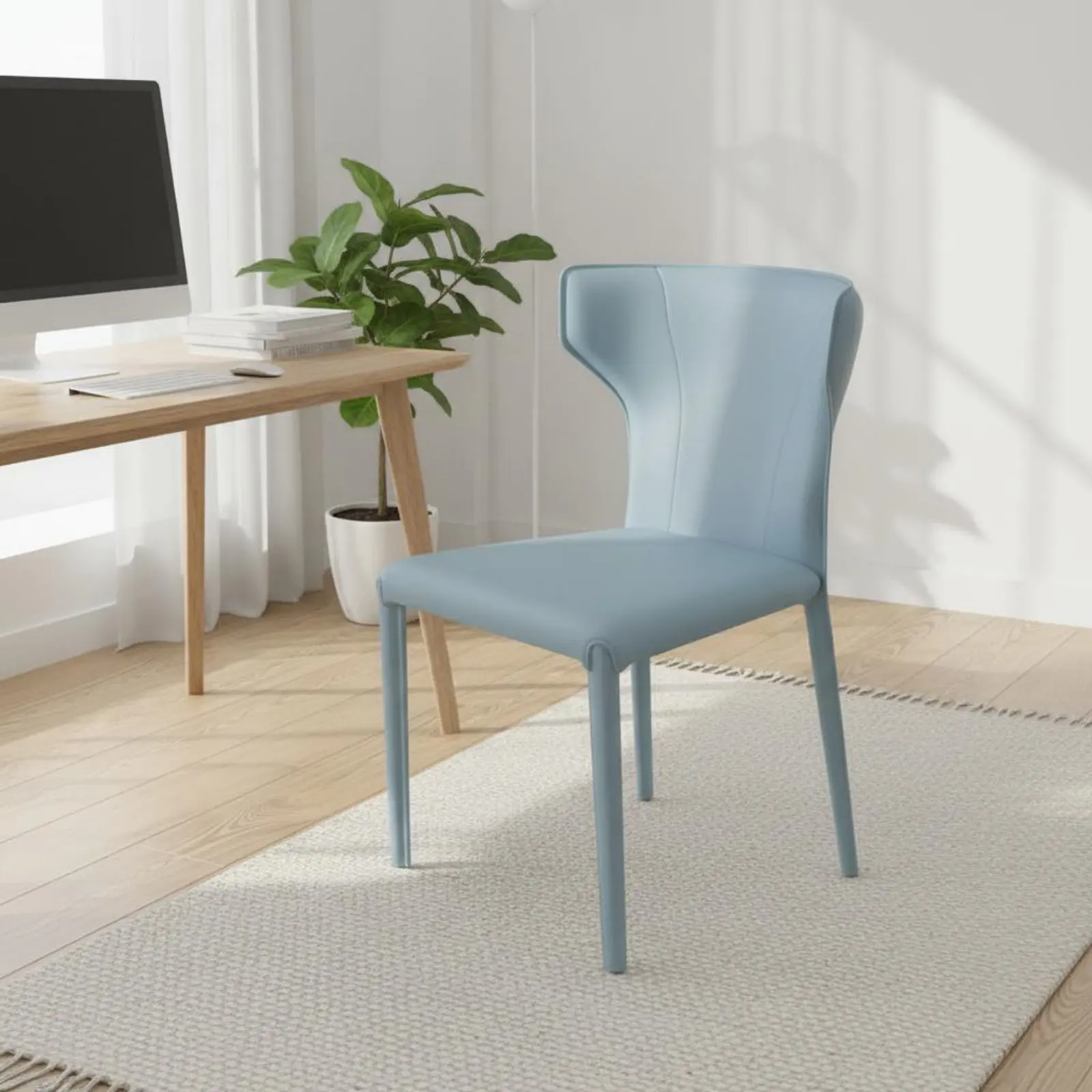 Minimalist Upholstered Kitchen Chair Ergonomic Backrest Italian Design Dining Stool Home Furniture for Restaurant