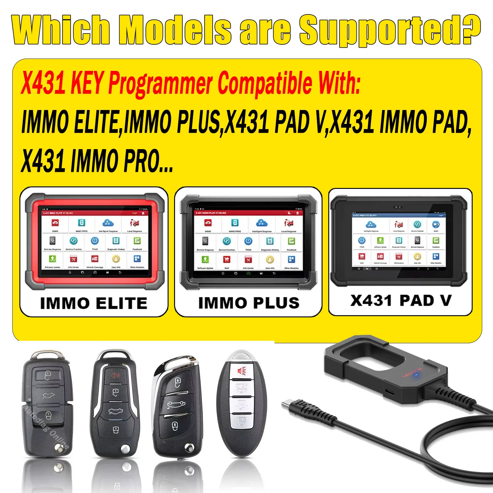 Image 3: Programmeur de clés Launch X431 avec télécommande universelle intelligente pour LAUNCH X431 IMMO ELITE, IMMO PLUS, PAD V, PAD VI