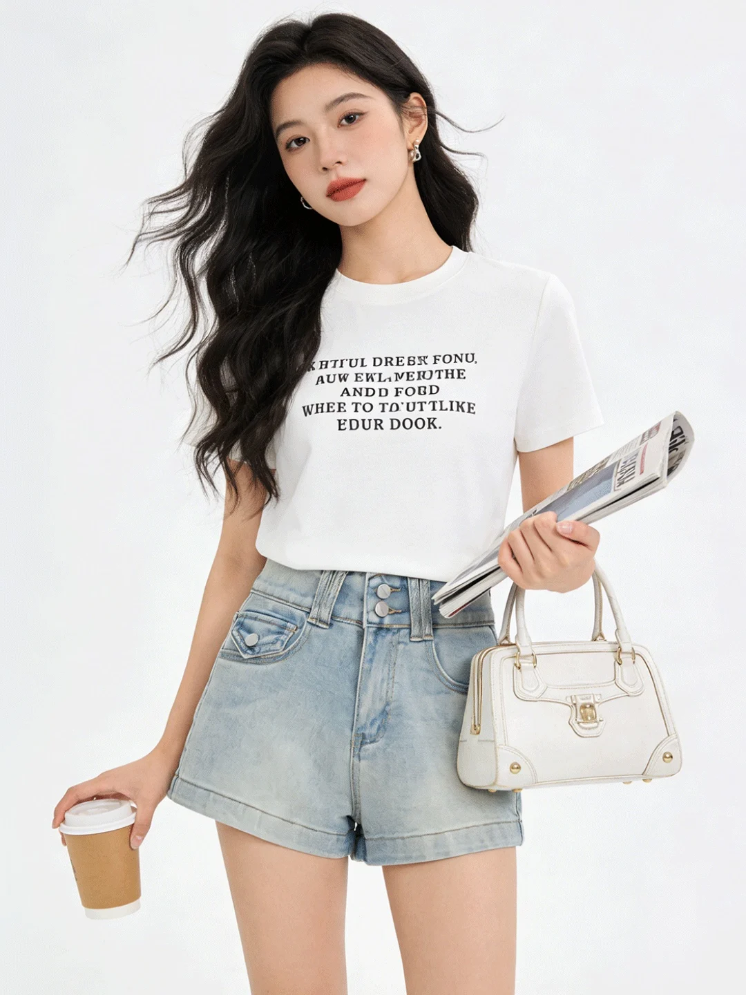 

High Waist Double Bule Korean Sle Denim orts Retro Wide Leg Slimming Hot Pants A-Line Spring Summer Versatile Ladies Jeans