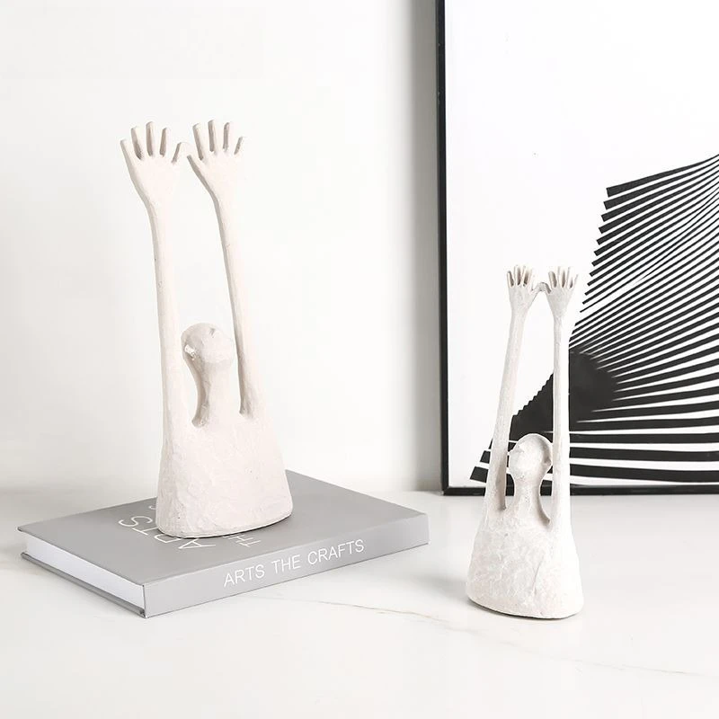 Creative minimalist retro resin old hand-raising ornament, model room, homestay living room home decoration