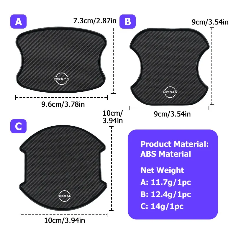 ملصقات مقبض باب السيارة طبقة رقيقة واقية مضادة للخدش من الكربون لنيسان نافارا ألميرا سنترا روج باثفندر سيلفي ليف