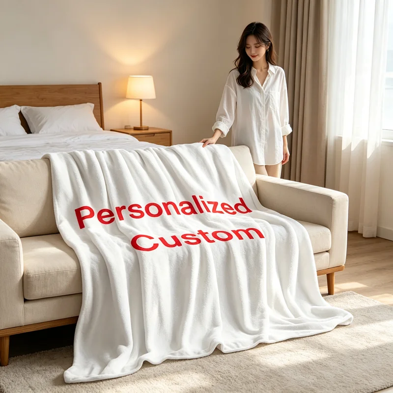Custom Personalized Blanket with Image Upload DIY Flannel Blanket - Customize with Warm Photos, Soft and Warm, Suitable for Sofa