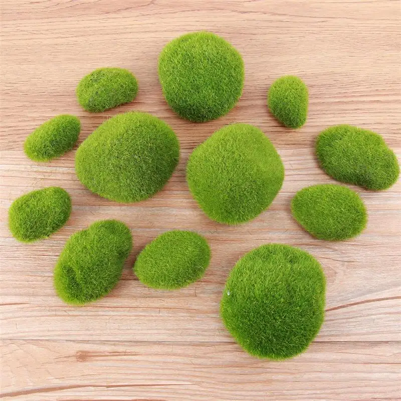 12 Pcs Simulation Moss Stone Plant Decoration for Aquariums and Glass Jar Terrarium Realistic Simulation Moss Stone Plant Decor