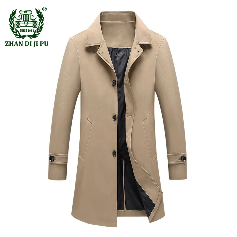 

Windbreaker Coat for Men Spring Business Casual Lapel Jacket Autumn Solid Color Long Thin Coat Men Clothing ropa para hombre