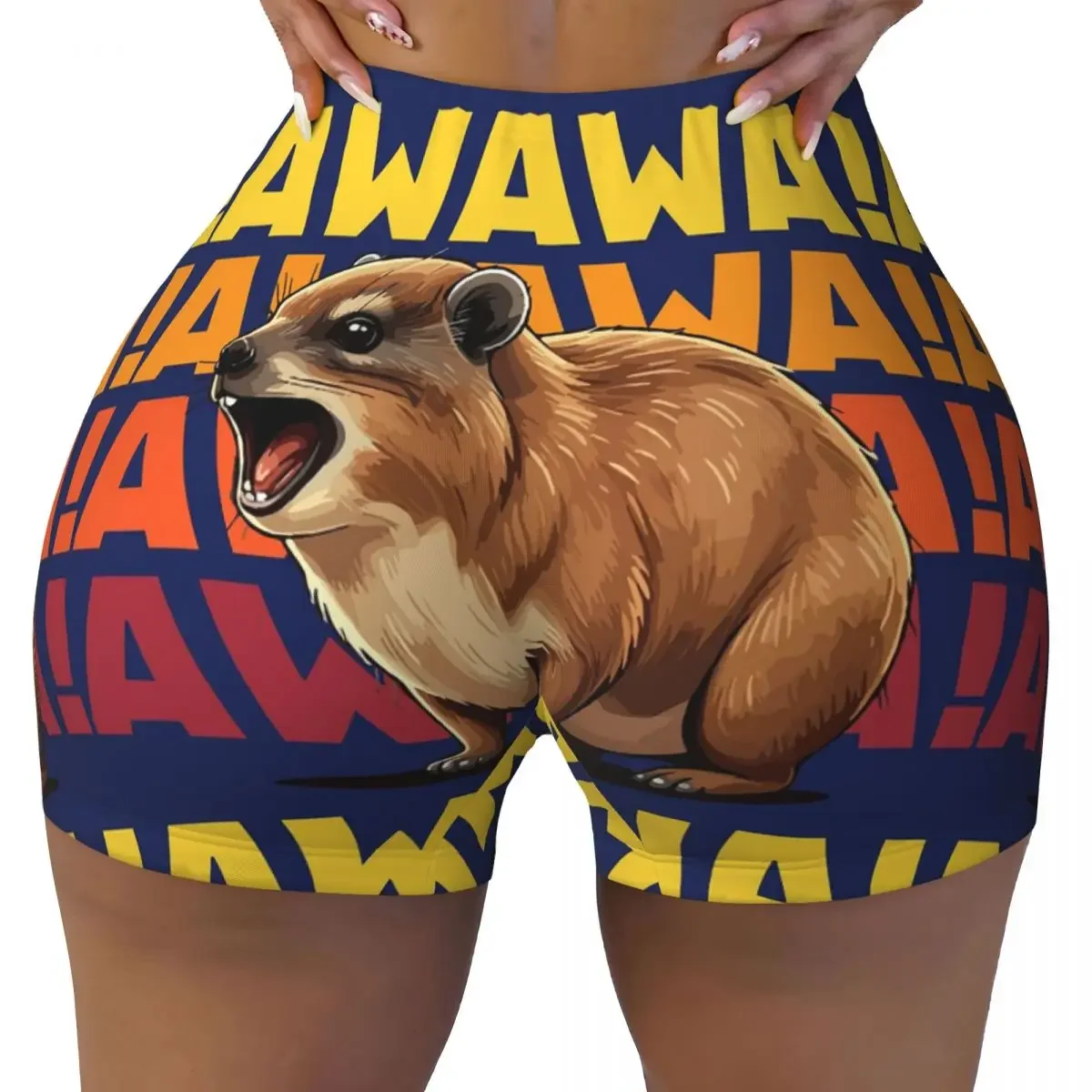 Custom Rock Hyrax Lover Awawa Groundhog Dassi Women Gym Workout Running Shorts Athletic Volleyball Biker Yoga Shorts