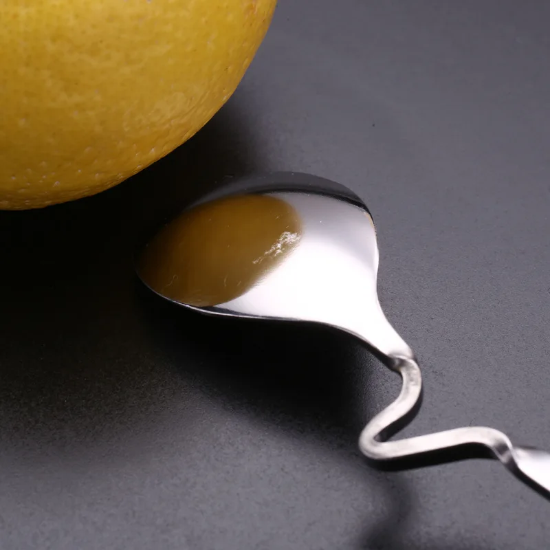 Cute Curved Spoon Teaspoon Unique Condiment Drink Hanging Tea Coffee Dessert Stainless Steel Drink Tableware