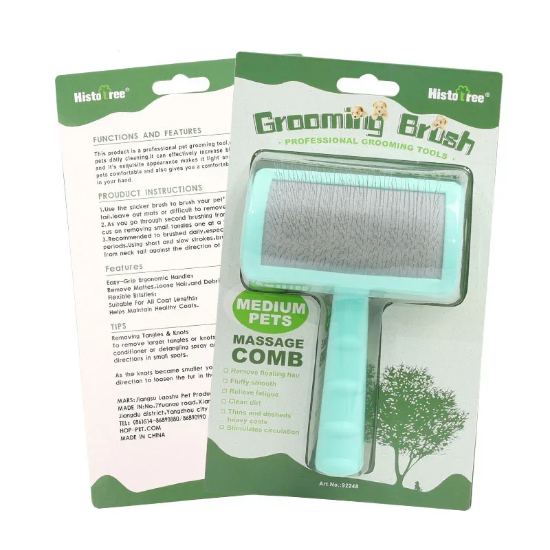 Brosse de toilettage pour animaux de compagnie, peigne pour chien et chat, outil de massage, fournitures pour livres, accessoires pour animaux de compagnie