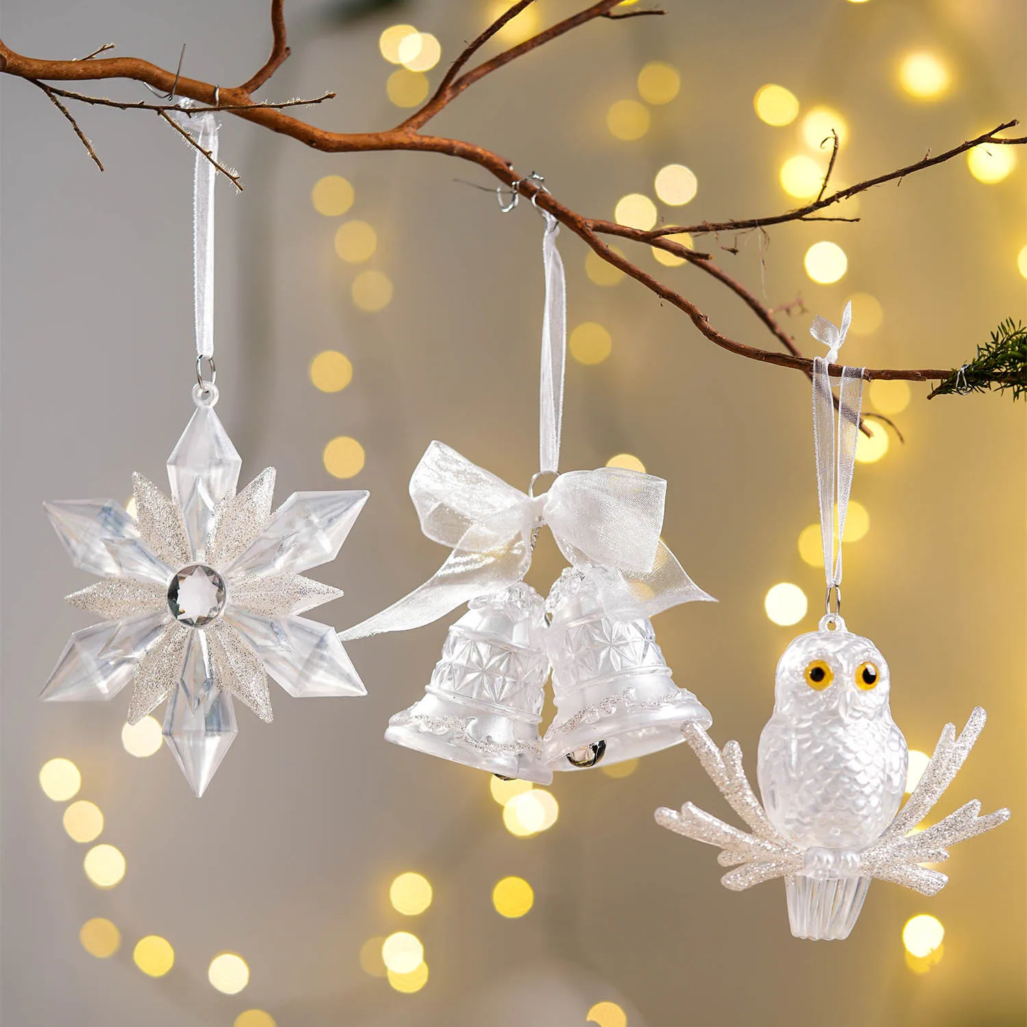 Christmas White Elk Snowflake Bell Star Pendant Christmas Tree Ornaments Christmas Decorations For Home Xmas Navidad New Year