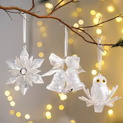 Christmas White Elk Snowflake Bell Star Pendant Christmas Tree Ornaments Christmas Decorations For Home Xmas Navidad New Year