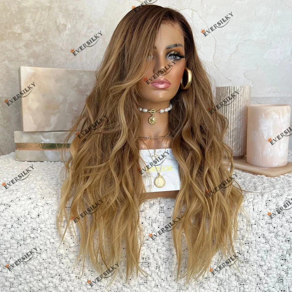 Human Hair Loose Wave 3Tones Ombre Natural Blonde 360 Lace Frontal Wig 180 Density Remy Hair Side Part Indian Hair Women Wigs