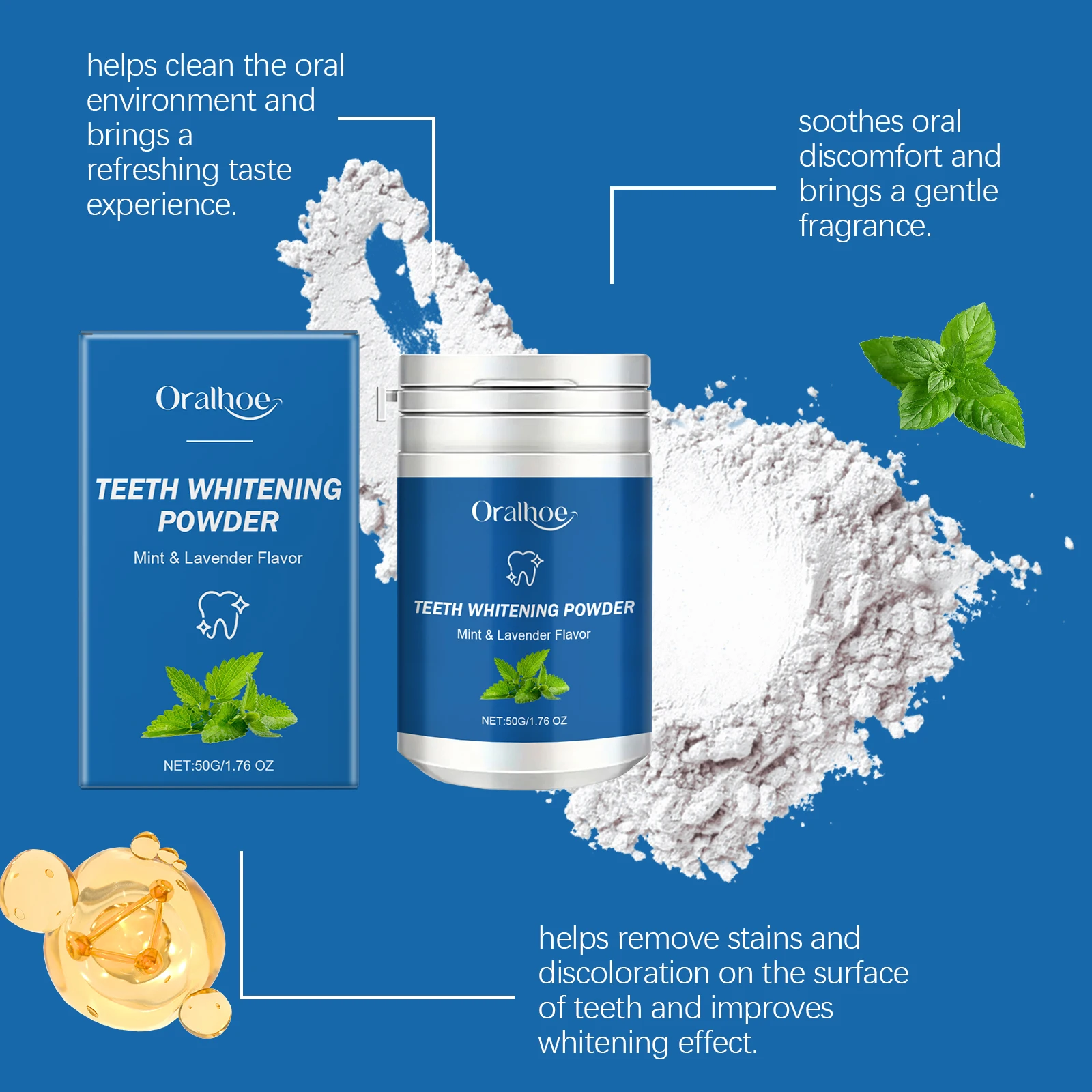 

Отбеливающий порошок для зубов, удаляющий лак для зубов, осветляющий пятновыводитель, мятный вкус, освежающий, укрепляющий уход за деснами зубов