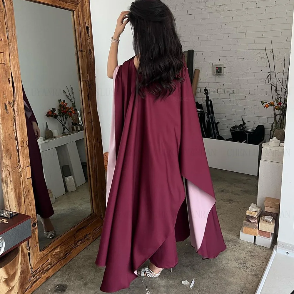 O-Neck Satin Formal Occasion Dresses 2023 With Shawl Long Party Dress 2 Pieces High Quality Evening Gowns فساتين حفلات