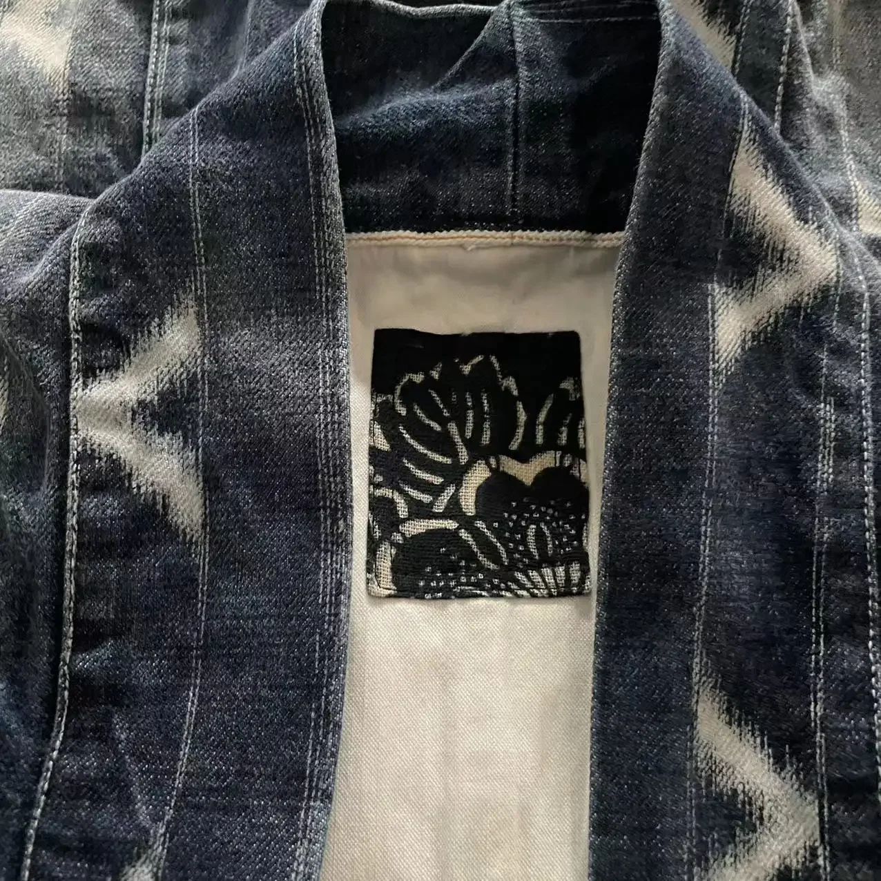 VISVIM KOFU ICT HAPPI WABASH DMGD Denim discharge robe