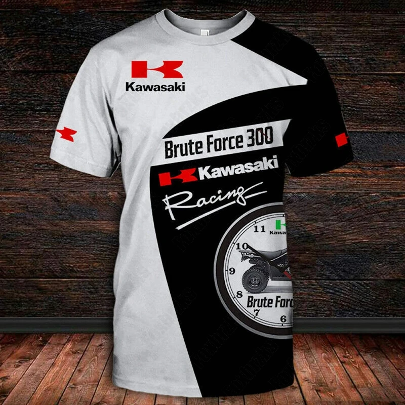 Camiseta masculina de secagem rápida para motocicleta Kawasaki, locomotiva casual, roupa de corrida respirável com o pescoço para crianças e adultos verão 24/25