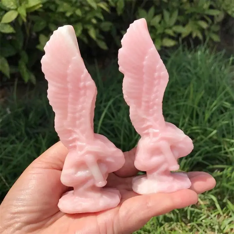

Natural Pink Opal Angel Wing Girl Caving Halloween Decoration Aesthetic Feng Shui Healing Crystal Witch Reiki Gift 1PCS