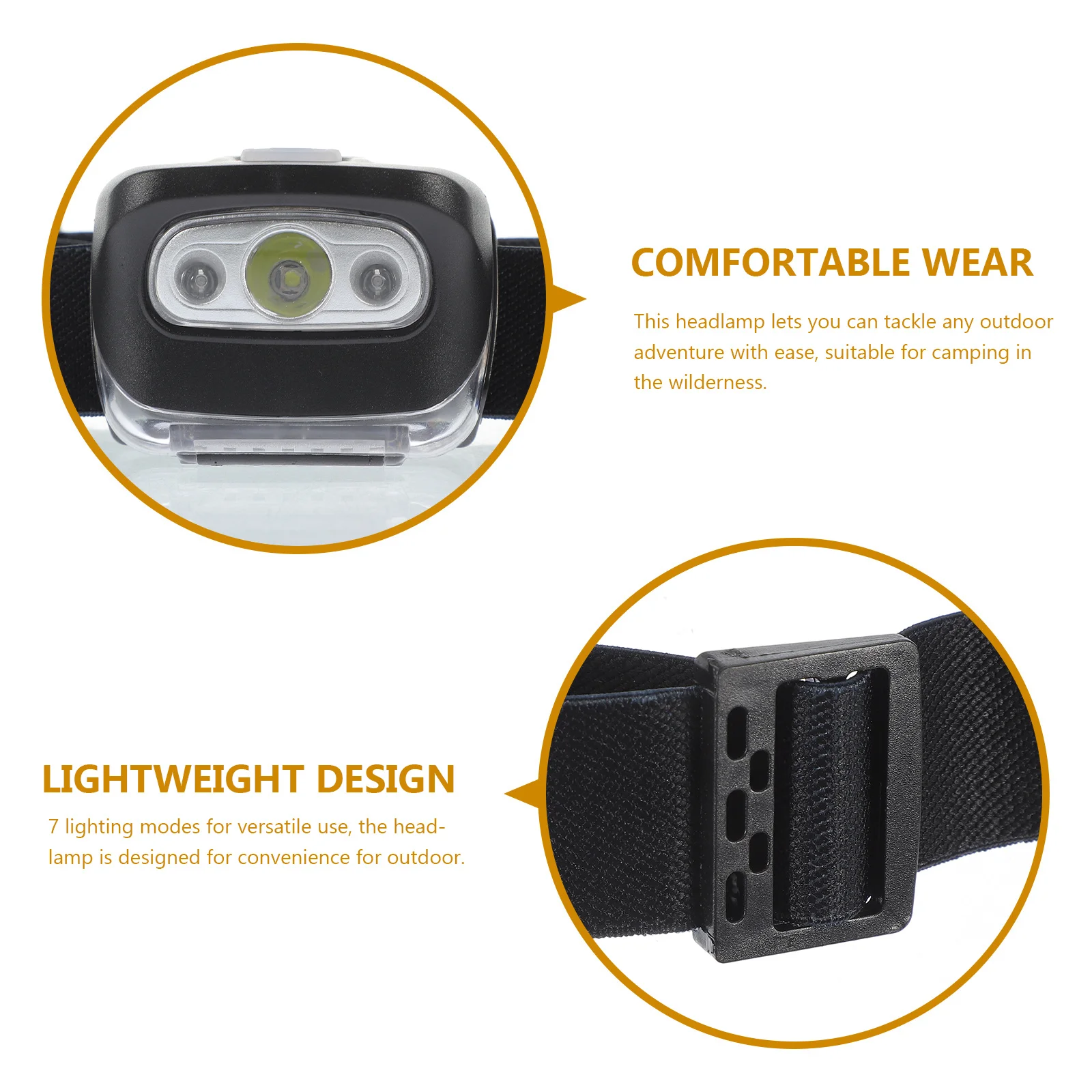 

7 Mode LED Headlamp Waterproof Design for Outdoor Camping Hiking Running Adjustable Strap Powered Headlight